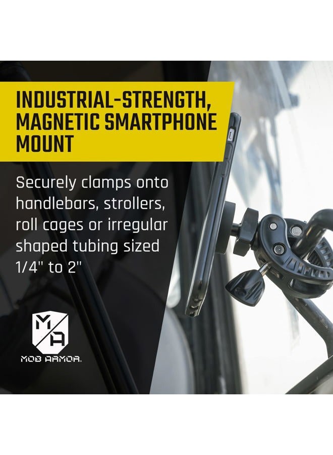 MOB ARMOR MobNetic Claw with 360° Rotation - Bar Mount for Golf Carts, Strollers, or Any enclsoed cab Vehicle with Round or Square Tubes- Universal Car Magnetic Phone Mount, Assembled in USA - Black - Image 4