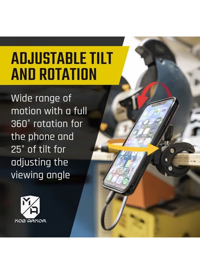 MOB ARMOR MobNetic Claw with 360° Rotation - Bar Mount for Golf Carts, Strollers, or Any enclsoed cab Vehicle with Round or Square Tubes- Universal Car Magnetic Phone Mount, Assembled in USA - Black - Image 5