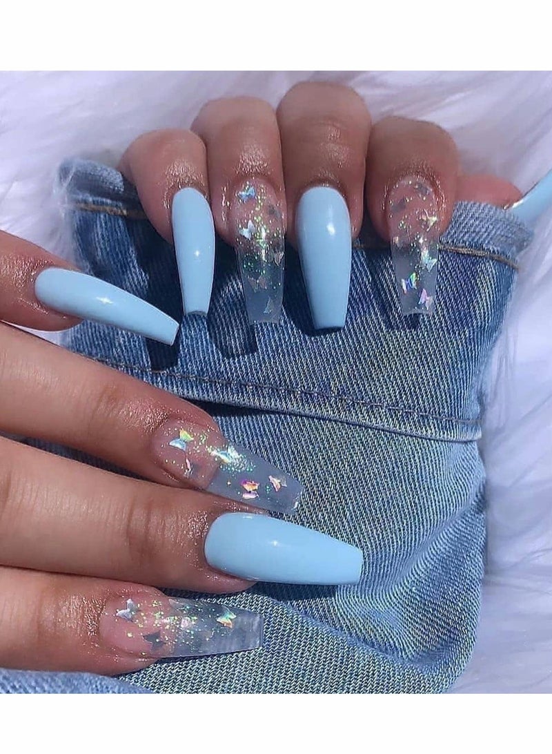 Stiletto Press on Nails Medium, Acrylic Fake Nails with Glue for Women and Girls - Image 4