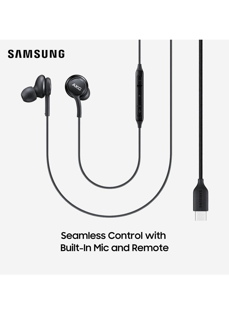 FARROBIZZ - Samung AKG Earbuds for Samsung Galaxy S23 Ultra, Galaxy S23, Galaxy S22, Galaxy S21, Note 10, iPhone 15 Pro Max - Original USB Type C in-Ear Earbud USBC Headphones with Remote & Mic USB-C - Black - Image 1