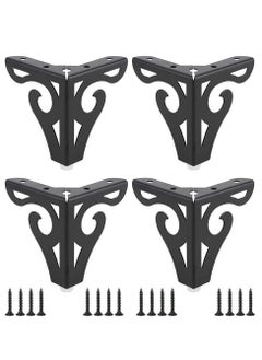 KASTWAVE Furniture Legs, 10cm Heavy Duty Furniture Metal Table Legs with Screws, Perfect for Coffee Table, Dining Table, Cabinet and Sofa (Retro Design, Black)  - Image 1