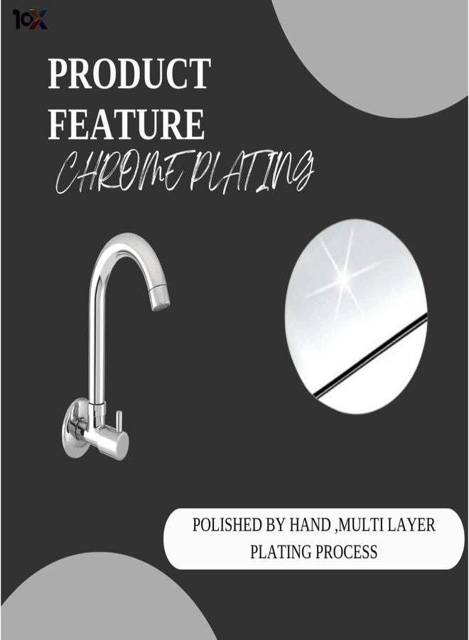 10X Brass Kitchen Sink Tap St-89441 Wall Mount Chrome Plate - Image 4
