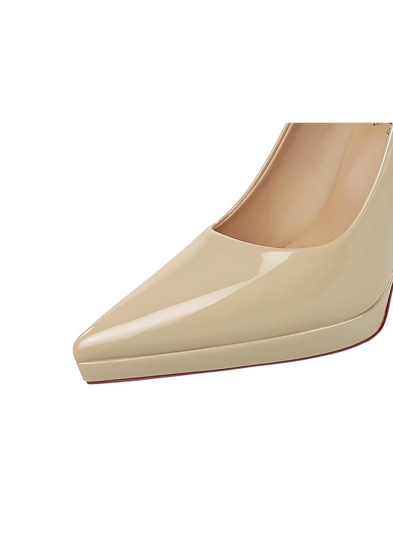 بيج تري المرأة مغلقة أشارت إصبع القدم عالية الكعب مضخات الحزب فستان الأحذية خاكي 10.5CM - Image 3