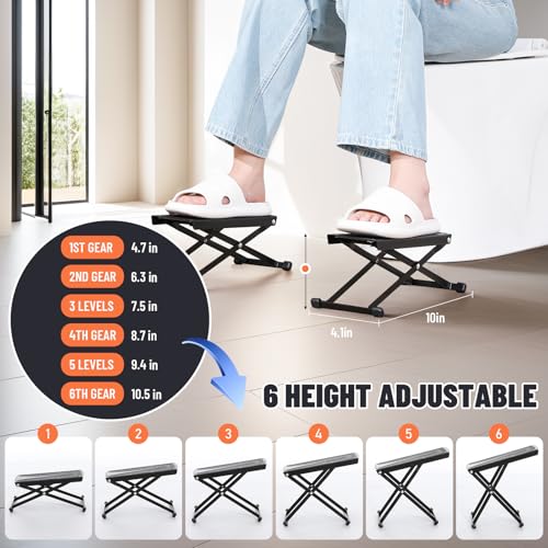 JFNoraiva Foldable Toilet Stool - Portable Travel Poop Stool for Toilet, 5" and 10" Adjustable Heights, Heavier & More Stable, Improve Bathroom Posture and Comfort - Image 3