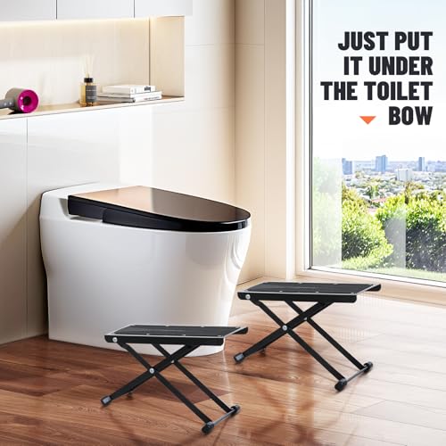 JFNoraiva Foldable Toilet Stool - Portable Travel Poop Stool for Toilet, 5" and 10" Adjustable Heights, Heavier & More Stable, Improve Bathroom Posture and Comfort - Image 2