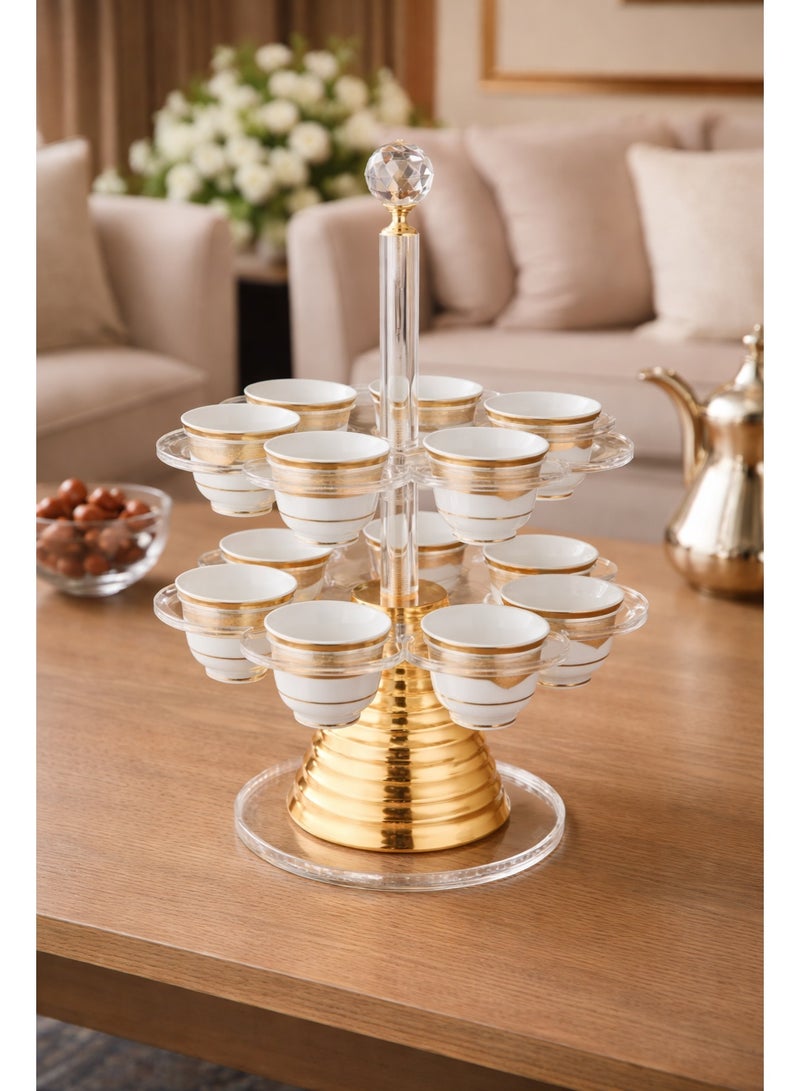 Dania ✨ A luxurious acrylic coffee cup holder with a gold base – holds 12 cups to organize your hospitality in style ☕👑 - Image 1
