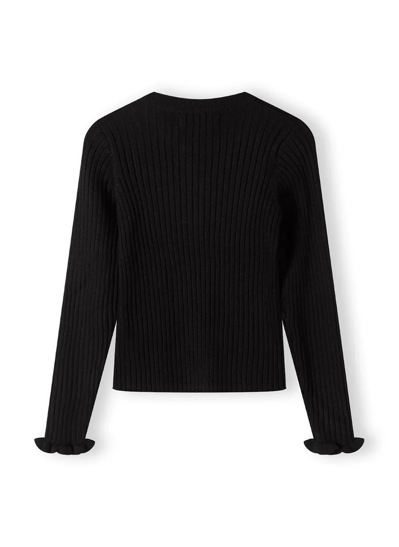 MINOTI Kids Girls Ribbed Jumper With Flouncy Sleeve Ends