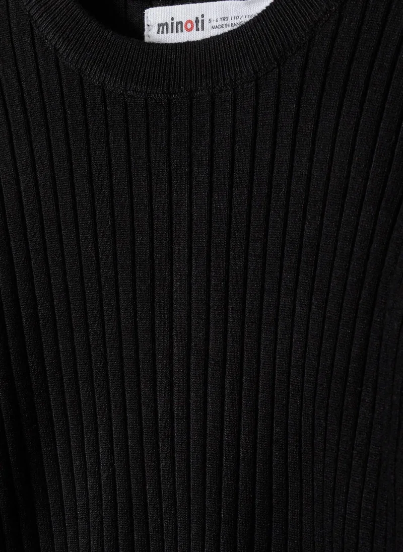 MINOTI Kids Girls Ribbed Jumper With Flouncy Sleeve Ends