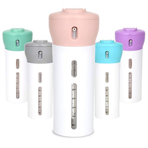 Travigo 4-in-1 Travel Dispenser Bottle, TSA Approved,Includes Four Empty Reusable 1.4 oz. (40 mL) Cosmetic Toiletry Containers for Sanitizer, Soap, Lotions, Skincare, Makeup Products (Pink) - Image 1