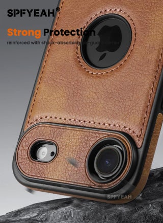 iPhone 17 Air Cover with Privacy Screen Protector | 2-in-1 Bundle, Leather Case with Kickstand, Luxury, Elegant, and Beautiful Design Cover, Shockproof Slim Phone Case Compatible with iPhone 17 Air 6.5 inch (Brown, 1+1 Pack) - view 4