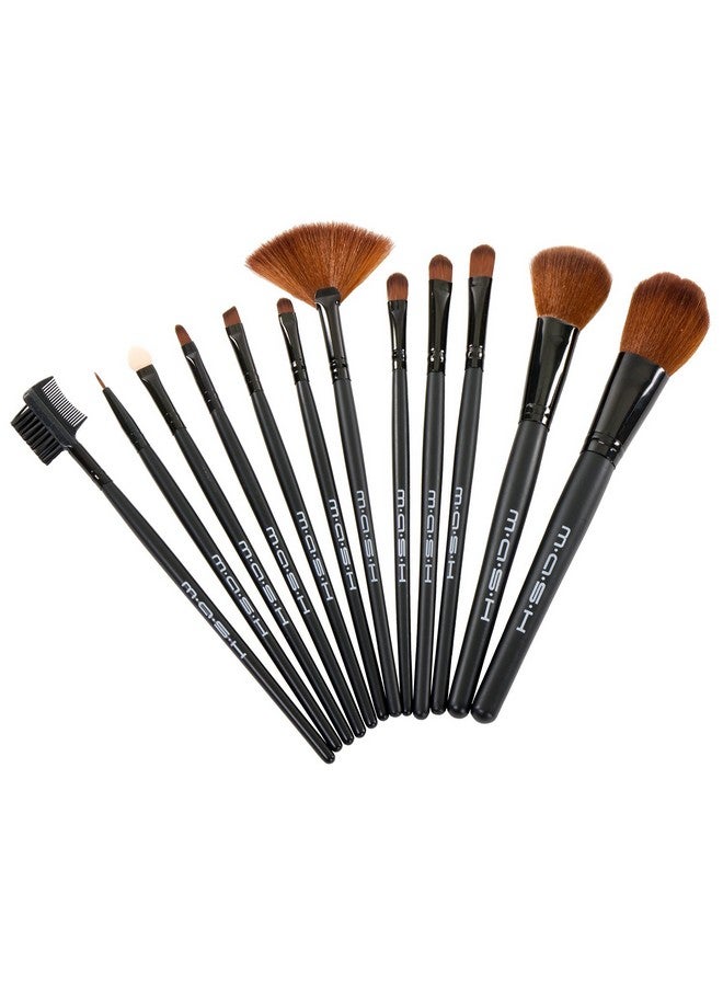 Mash 12Pc Studio Pro Makeup Make Up Cosmetic Brush Set Kit W Leather Casefor Eye Shadow Blush Concealer Etc - Image 2