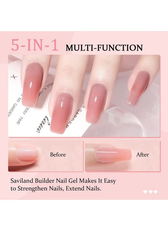 Saviland 5In1 Builder Nail Gel Set 6Pcs 10Ml Sheer Pink Color Builder Nail Extension Builder Nail Gel In A Bottle Builder Nail Strengthen & Nail Repair Hard Gel For Nails Gift Box Set For Ladies  - Image 5