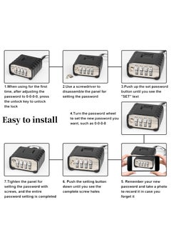 Generic Heavy Duty Combination Padlocks Outdoor, 52mm Stainless Steel 4 Digit Locker Code Padlock Weatherproof, 4 Digit Combination Padlock for Home Shed Fence Warehouse Garage Black  - Image 3