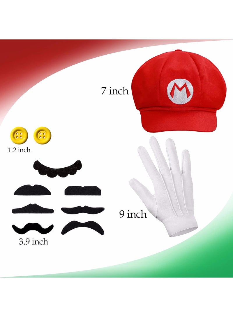 Super Mario Costume Kits Men Mario Hat White Gloves Mustache ons Carnival Free Size Adults For Party - Image 2