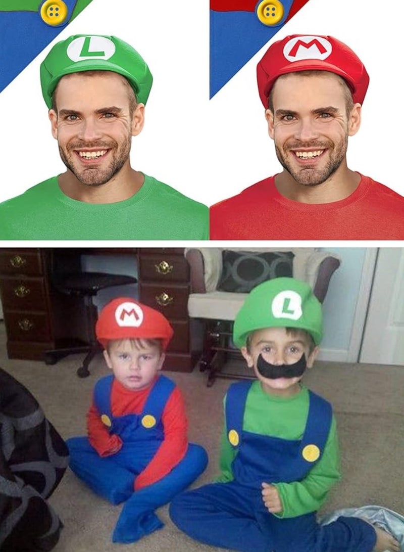 Super Mario Costume Kits Men Mario Hat White Gloves Mustache ons Carnival Free Size Adults For Party - Image 4