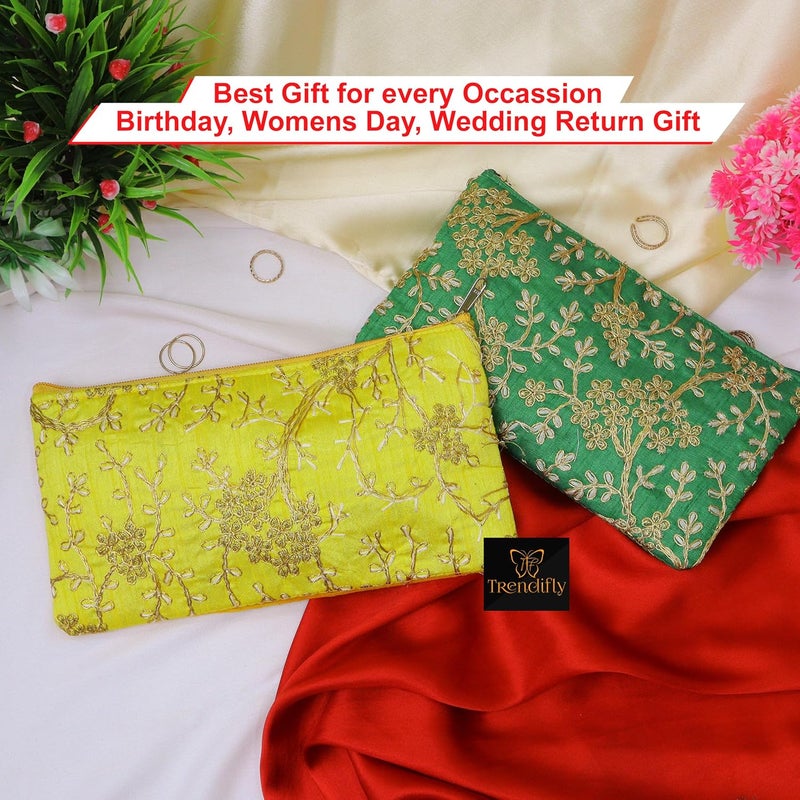 Trendifly Embroidery Wedding Return Gift for Women Wholesale Bridal Traveling potli Bag with Zipper for Ladies Baby Shower Shagun Purse Gifting Haldi Mehandi for Girl - Image 4