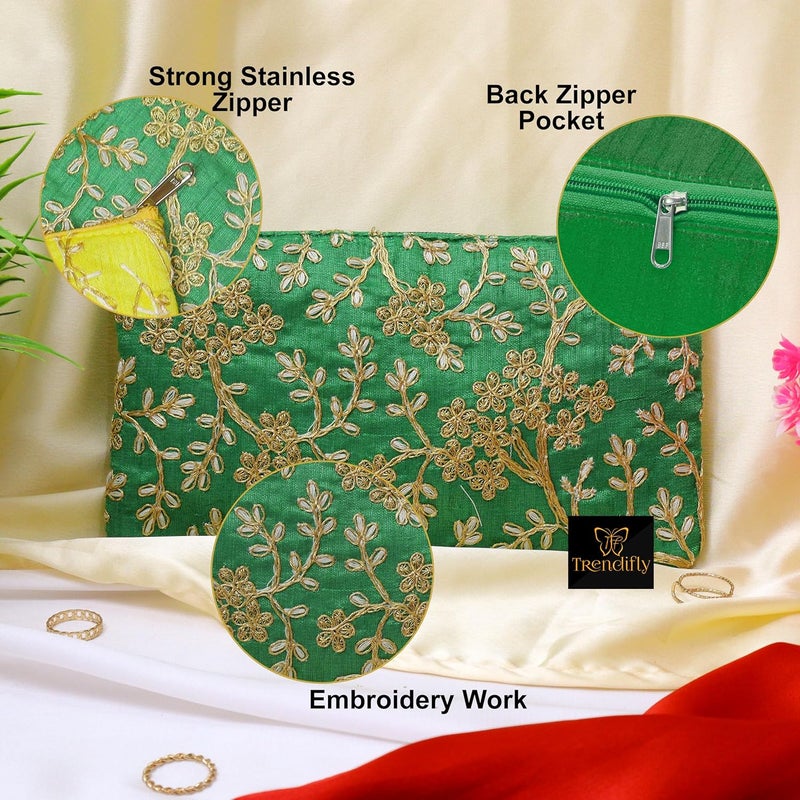 Trendifly Embroidery Wedding Return Gift for Women Wholesale Bridal Traveling potli Bag with Zipper for Ladies Baby Shower Shagun Purse Gifting Haldi Mehandi for Girl - Image 3
