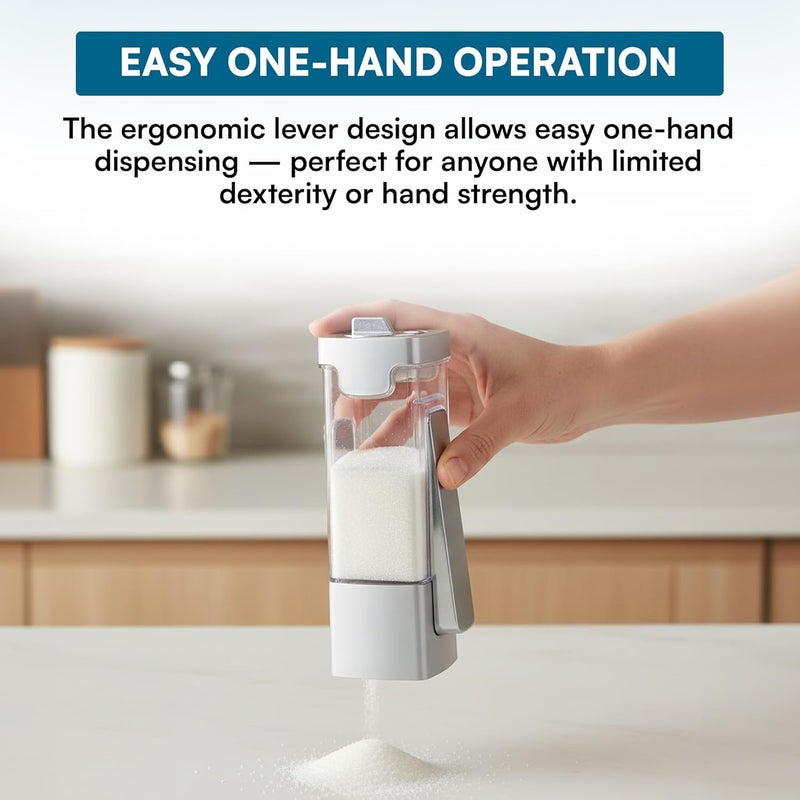 Honey Can Do Honey-Can-Do Zevro Plastic Sugar N More Dispenser - Silver/Transparent - Image 3