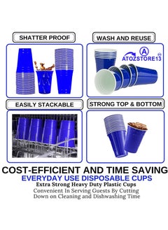 ATOZS ATOZS Blue Plastic Cups,16-Ounce Blue Plastic Party Cups (50 Pack) Disposable Plastic Cups,Blue 16-Ounce Disposable Plastic Party Cups,Ideal for Weddings,Party’s,Birthdays,Dinners, Lunch’s  - Image 5