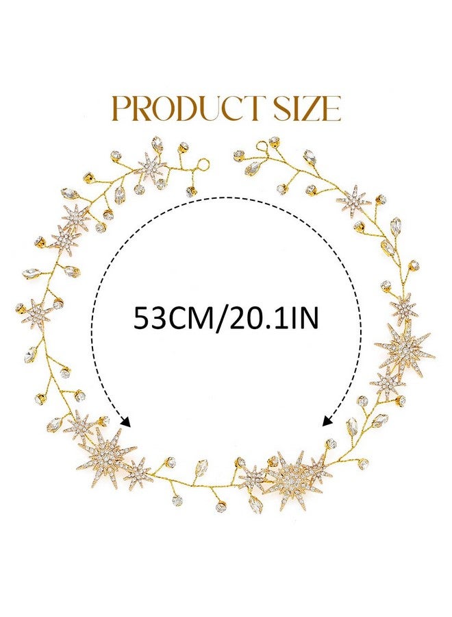 Yean Gold Star Wedding Hair Vine Rhinestone Headpiece Crystal Bridal Hair Accessories For Women And Girls - Image 3