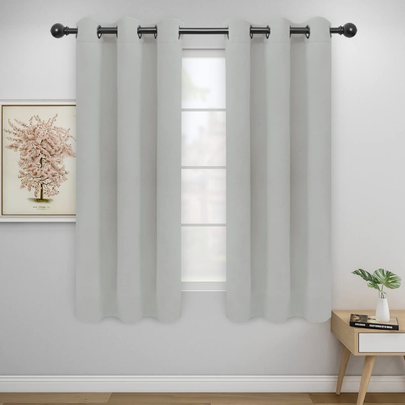 EasyGoing Blackout Curtains for Bedroom Solid Thermal Insulated Grommet and Noise Reduction Window Drapes Room Darkening Curtains for Living Room 2 Panels46x63 in Greyish White