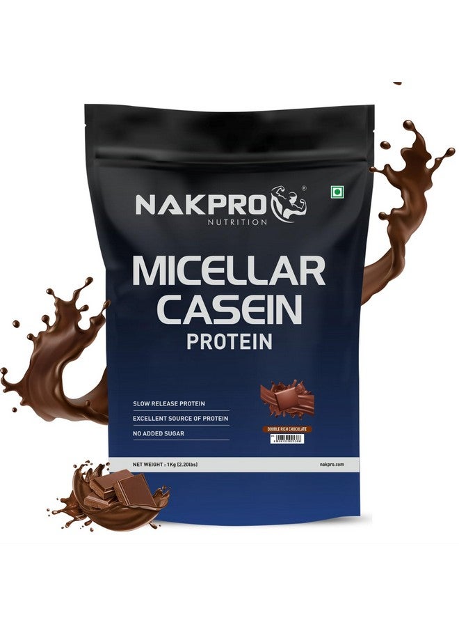 NAKPRO مكمل بروتين كازين ميكلي 100% من نك برو | 24 جرام بروتين، 9.5 جرام أحماض أمينية أساسية، 4.63 جرام أحماض أمينية متفرعة السلسلة | مسحوق بروتين كازين ميكلي بطيء الامتصاص (شوكولاتة غنية مزدوجة، 1 كجم) - Image 1