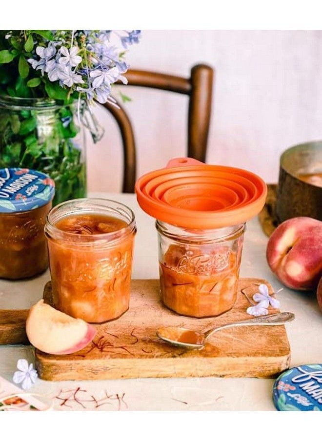 Le Parfait Jam Pots Clear Jars With Orange Snap Lids | Sturdy French Faceted Nonslip Glass Body | Works As Drinking Glass Cup For Iced Tea Or Coffee & Spice Storage | 11Oz (Pack Of 6) 324Ml  - Image 4