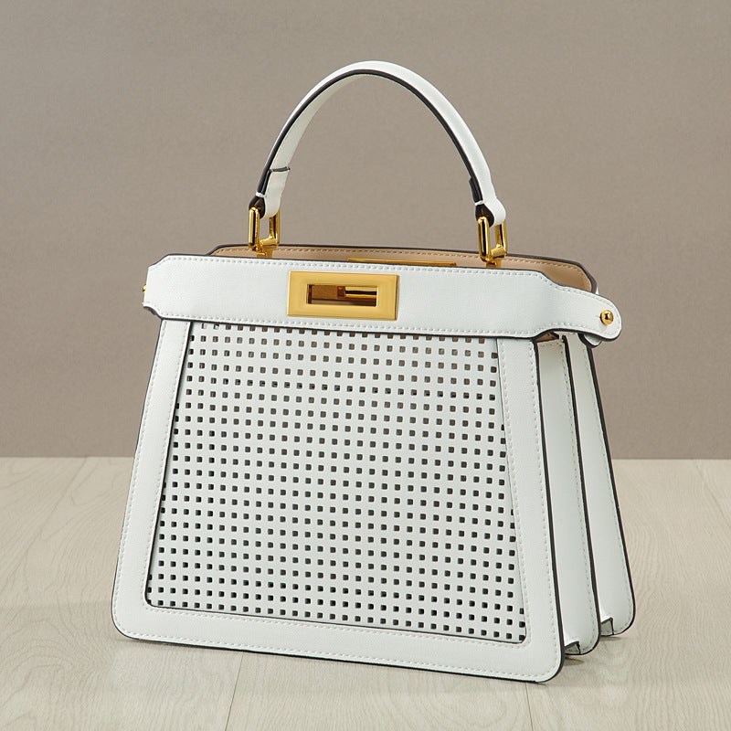 New Retro Style Organ Cowhide Women'S Bag Hollow Kitten Bag Handbag Twist Lock Tote Bag Portable Shoulder Women'S Bag Trendy - Image 5