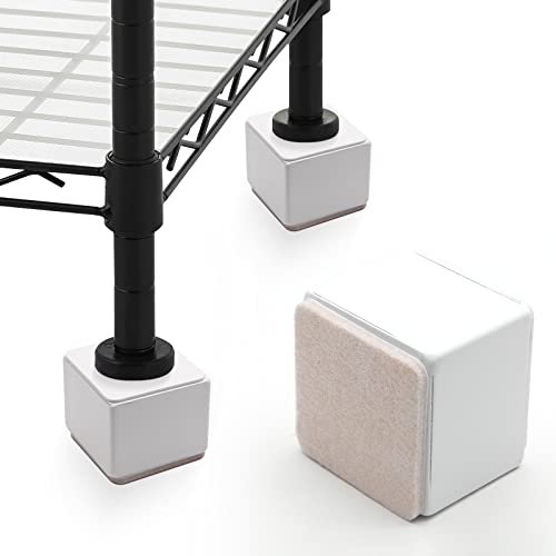 Bonsicoky 4 Pcs Self-Adhesive Furniture Bed Risers, Square Heavy Duty Carbon Steel Table Sofa Risers Adds 2" Height with Felt Pad,White - Image 5