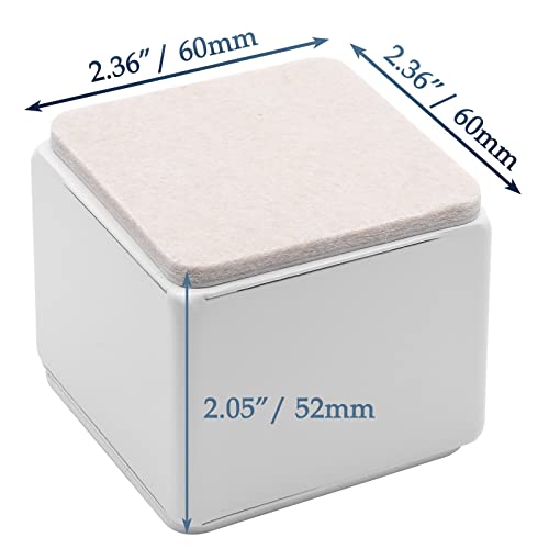Bonsicoky 4 Pcs Self-Adhesive Furniture Bed Risers, Square Heavy Duty Carbon Steel Table Sofa Risers Adds 2" Height with Felt Pad,White - Image 2