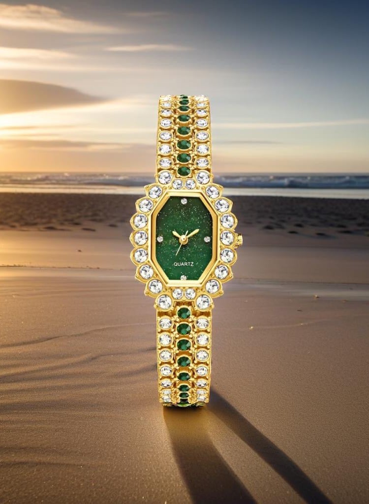 Women's Quartz Watch - Green & Gold, Gift For Women - Image 1