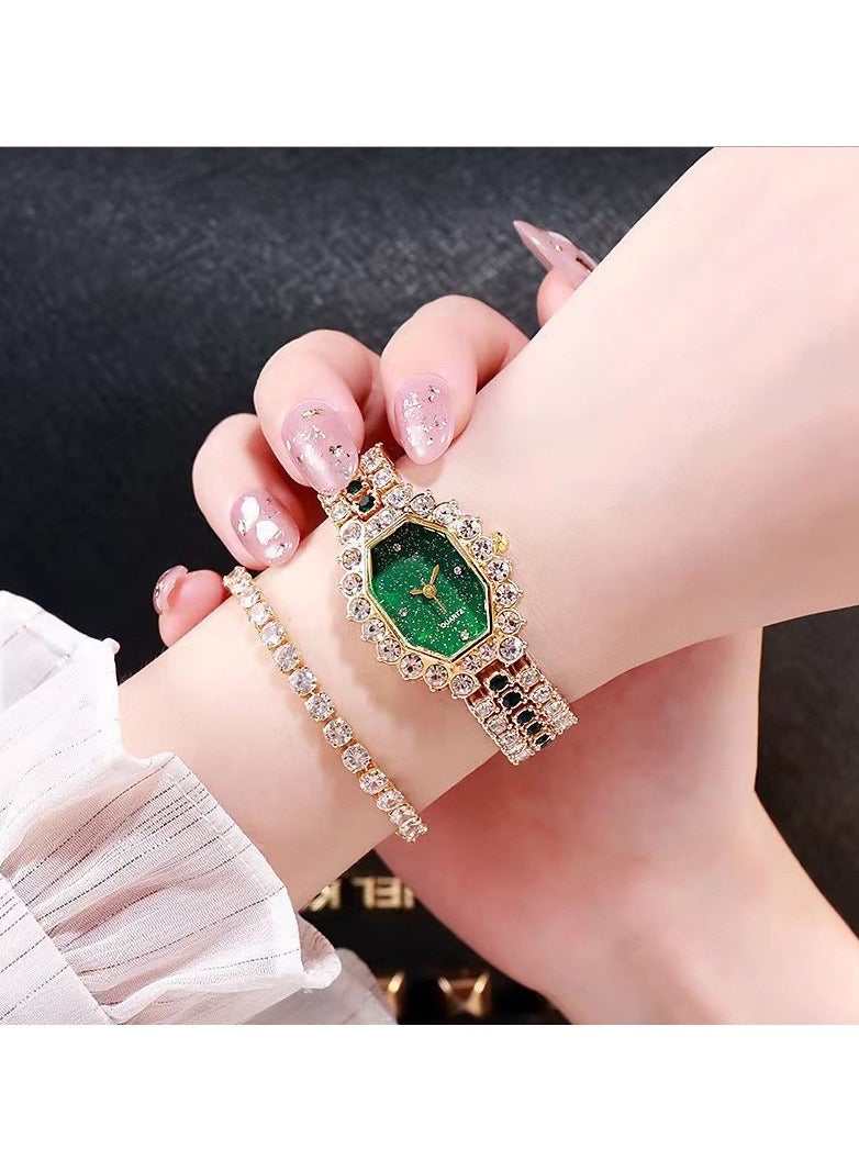 Women's Quartz Watch - Green & Gold, Gift For Women - Image 4