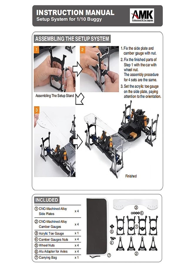 AMK أداة ضبط محاذاة سيارة RC متعددة الوظائف 1/10 - مقياس الزاوية، مقياس الانزلاق، مقياس ضبط التعليق لسيارة RC 1/10، أداة ضبط التعليق والتوجيه النهائية من الألمنيوم - Image 3