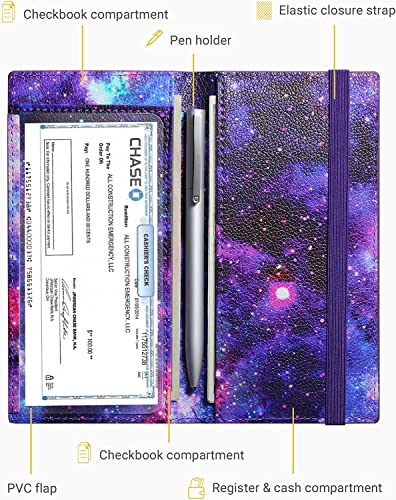 Zreal Checkbook Cover for Men & Women, Premium Vegan Leather Checkbook Holder Slim Wallets for Top & Side Tear Duplicate Checks with RFID Blocking (Starry) - Image 4