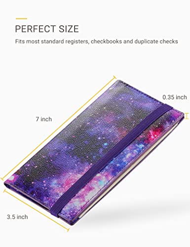 Zreal Checkbook Cover for Men & Women, Premium Vegan Leather Checkbook Holder Slim Wallets for Top & Side Tear Duplicate Checks with RFID Blocking (Starry) - Image 3