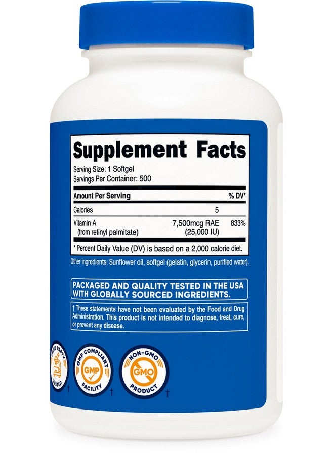 Nutricost Vitamin A 25000 IU, 500 Softgels, Non-GMO, Gluten Free - Image 5
