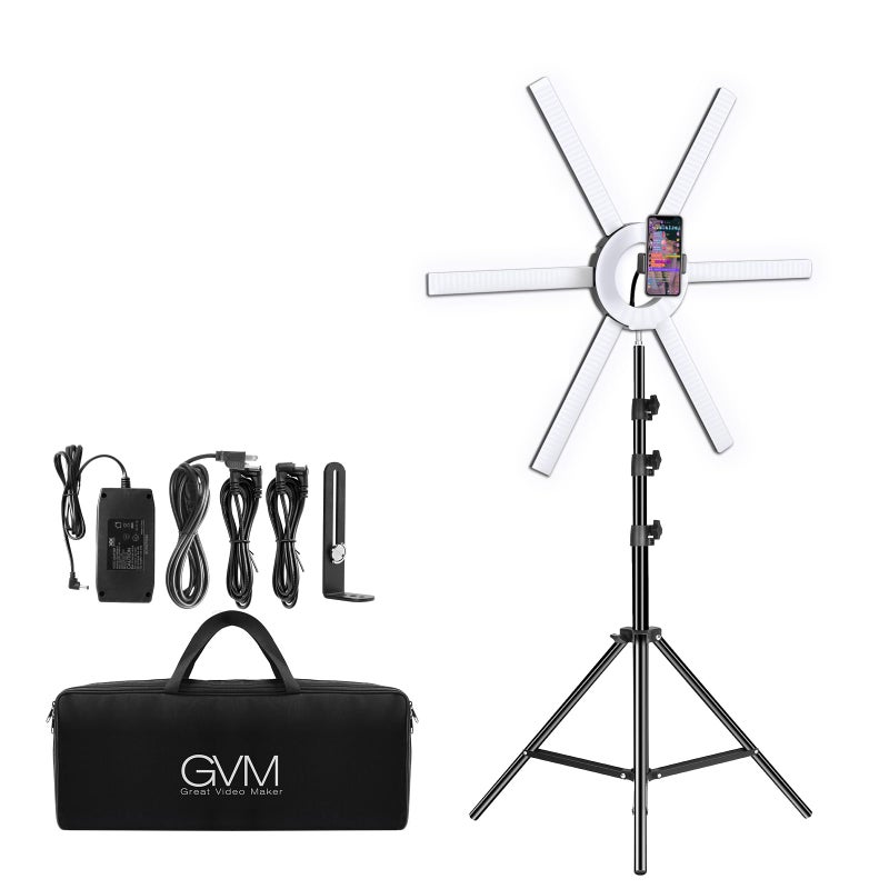 GVM Great Video Maker 600S LED Ring Light 90W Dimmable Led Video Light Kit with Detachable Light Bars Photography Lighting Led Video Lighting Kit for Live Broadcast YouTube CRI 97 3200K5600K