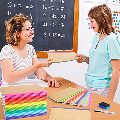 Feela 32 Pack Composition Notebooks Bulk, Feela Kraft Cover Lined Blank College Ruled Composition Travel Journals with Rainbow Spines For Women Students Business, 60 Pages, 8.3”x 5.5”, A5, 8 Colors - Image 5
