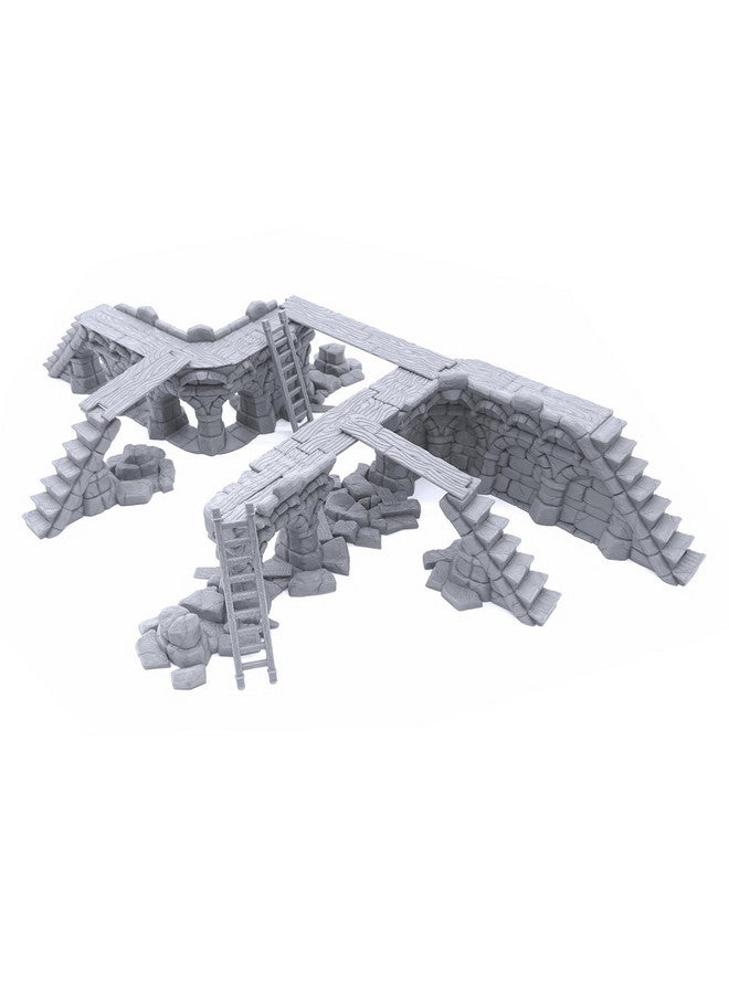 EnderToys Ruined Town Modular Walls II - DND Terrain, 28mm Miniature Wargaming, Tabletop Wargame Scenery - Image 1