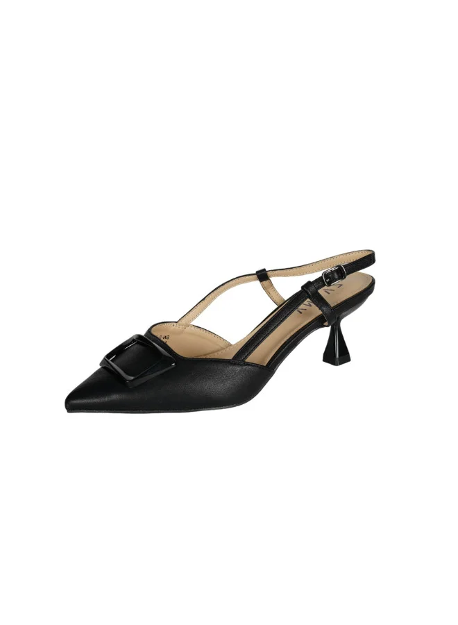 ZAYNA 221-13 Zayna Ladies  Fashion Mid Heel  Backstrap  Sandals BN-3 Black