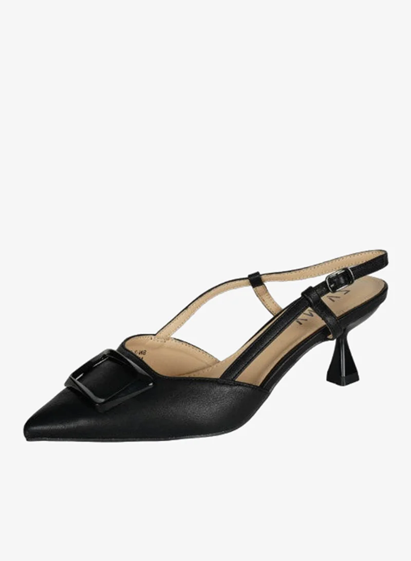 Zayna Black 221-13 Zayna Ladies  Fashion Mid Heel  Backstrap  Sandals BN-3 Black for Women | Best Price UAE