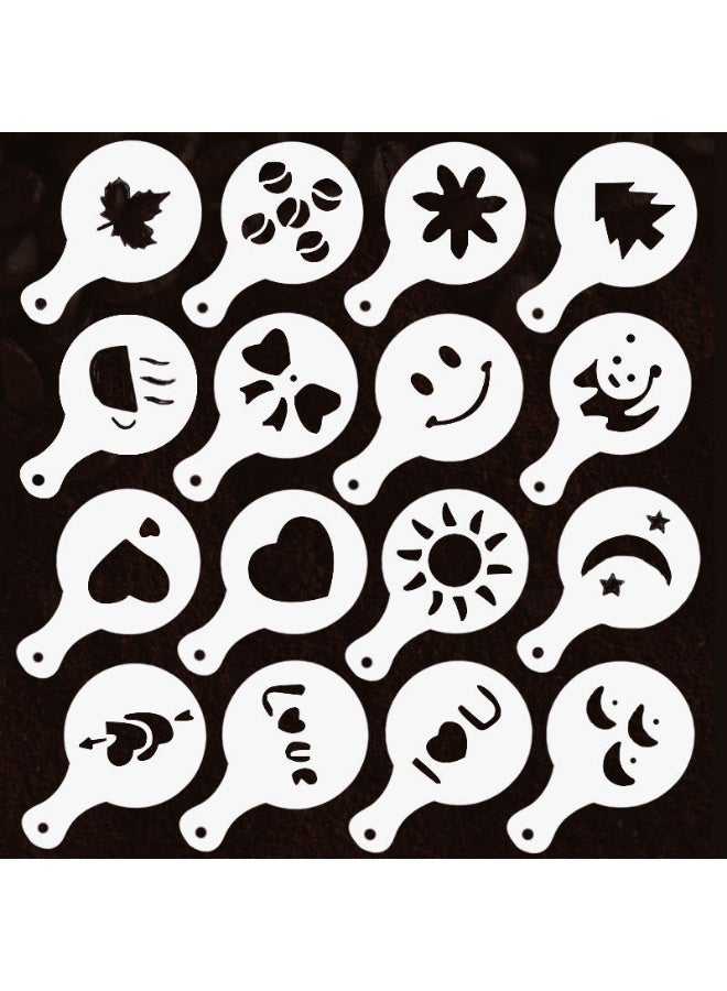16 Pcs Foam Latte Art Stencils for Latte Cappuccino Coffee Decorating Tools - Image 1