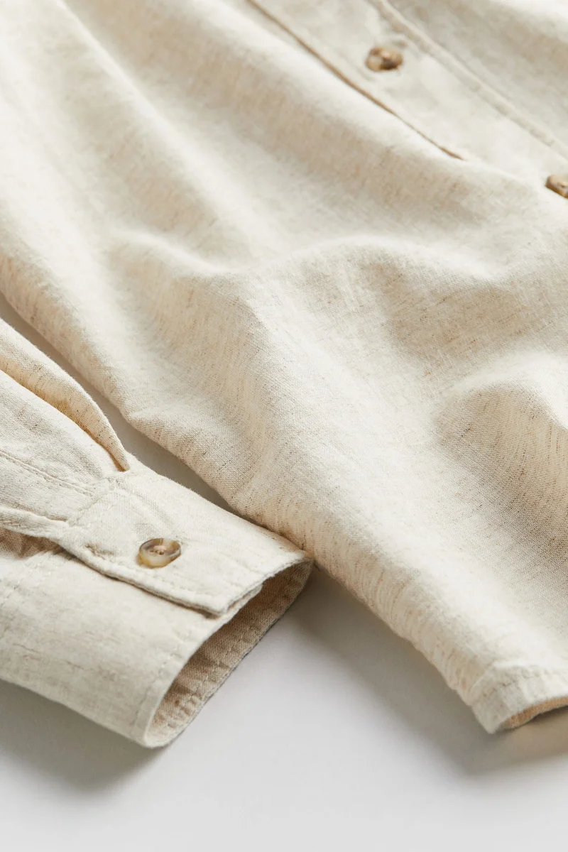 H&M Long-sleeved linen-blend shirt