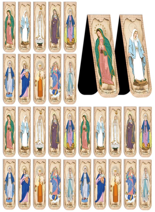 RUBOAOA 30PCS Magnetic Virgin Mary Bookmarks, Catholic Book Marks Featuring Our Lady of Guadalupe, Our Lady of Fatima, Religious Bible Page Markers Gifts for Women Men, Church Accessories - Image 1