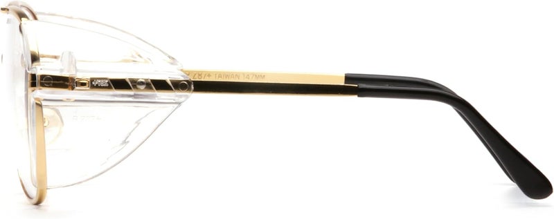 Pyramex Safety Pathfinder Aviator Glasses with Gold Frame and Clear Lens - Image 3