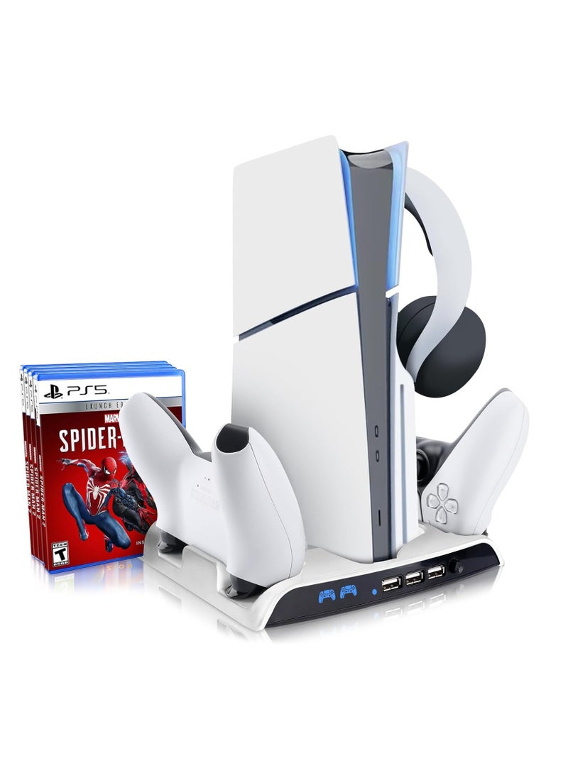 كيه جاي إتش حامل تبريد رشيق PS5 مع محطة شحن وحدة تحكم (أبيض)  - Image 1
