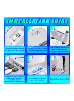 KJH PS5 Slim Cooling Stand with Controller Charging Station (White)  - Image 5