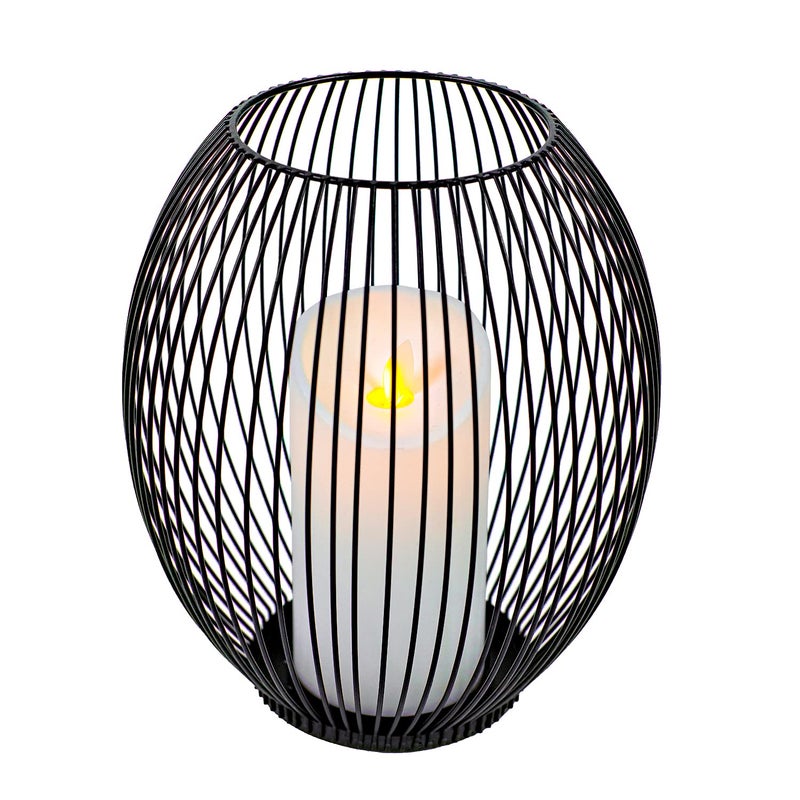 OLEEK Small Outdoor Candle Holders for Patio  Pillar Candle Holder  Black Wire Candle Holder for Table Centerpiece  Iron Lantern Decorative Candles  Farmhouse Decor Fireplace Metal Candle Holders