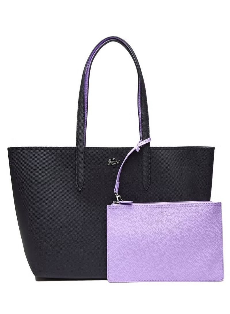 Lacoste Women's L12.12 Concept Fashion Versatile Large Capacity Zipper Camera Bag, Black Purple Contrast Color With Bonus Matching Purple Pouch | 35cm30cm14cm - Image 3