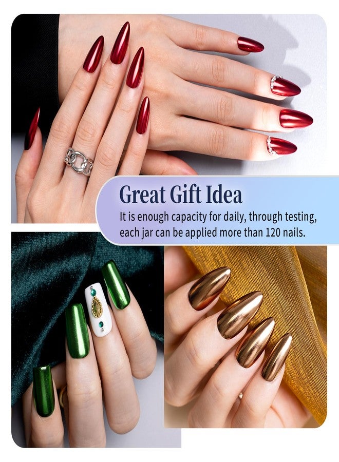 Pretty Diva Chrome Nail Powder - 9 colors Metallic Mirror Effect Red Chrome Nail Powder Xmas Red Green Gold Silver Blue Pink Holographic Nails Chrome Powders - Image 4